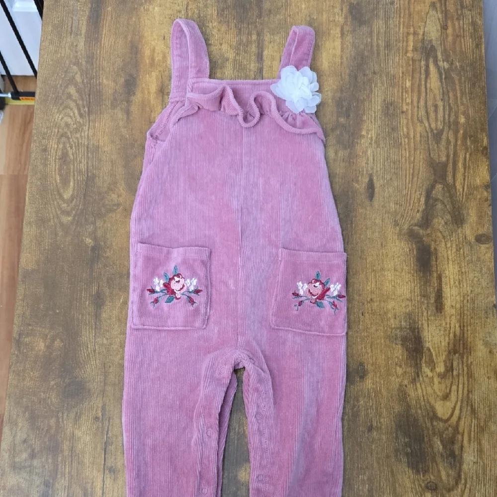 girls pink stretchy overalls